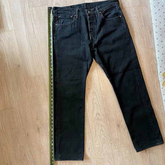 Levis 501 Straight Leg Button Fly Original Fit Jeans Dyed Black 34x30 - Picture 9 of 10